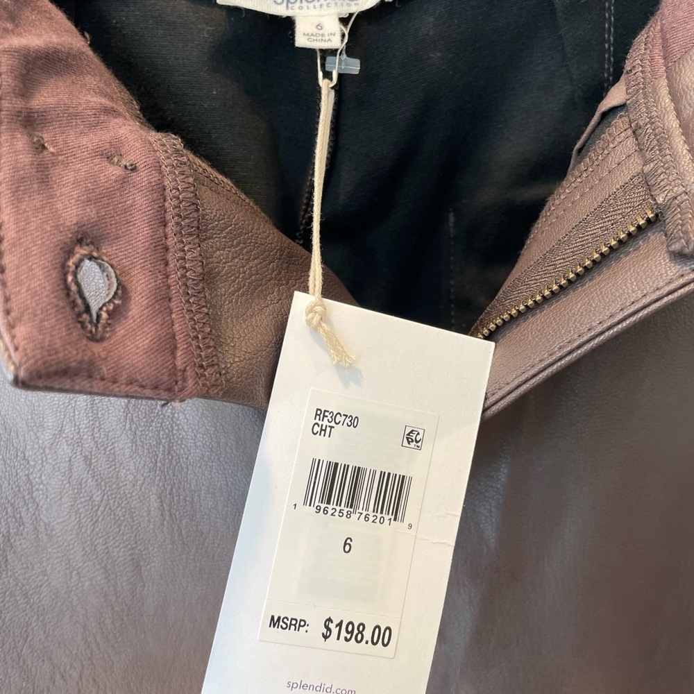 Splendid Brown Faux Leather Cropped Pants - Picture 4 of 6